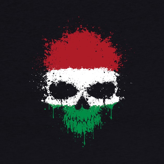 Chaotic Hungarian Flag Splatter Skull by jeffbartels